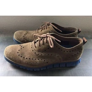 Cole Haan Mens 9 Brown Suede Wingtip Oxford Dress Shoes EUC Classic Style - Picture 1 of 16