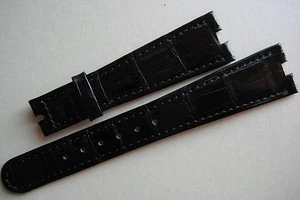 Correa De Reloj De Cuero GENUINA PATEK PHILIPPE ALLIGATOR NEGRA 20 Mm X 14 Mm - Picture 1 of 12