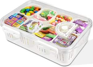 Divided Serving Tray with Lid Box Candy Fruits Nuts Snack 8 Compartments Clear - Picture 1 of 4