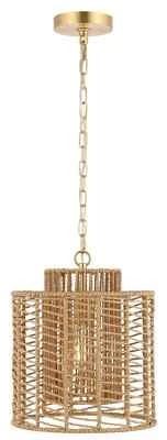 Safavieh Ryoa 12.25 Inch Extendable Light Pendant Fixture - Natural / Gold - Image 1 of 3