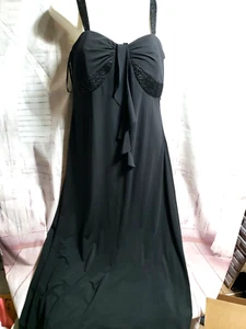 Studio 1940 Long Black Beaded Evening Dress Size 16W 4773 - Picture 1 of 7