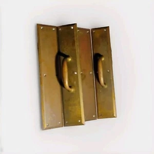 Vintage Brass Push Plates & Handles (Set Of 2) - Picture 1 of 11