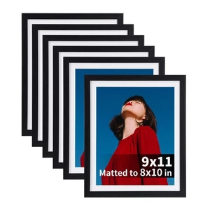 8x10 Picture Frames Set of 6, Display 8 x 10 Pictures with Mat and 9x11 Witho... - Picture 1 of 9