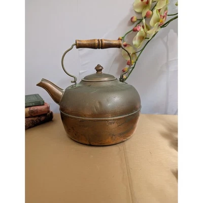Винтажный медный чайник чайник деревянная ручка носик чайник домашний декор - Изображение 1 из 4