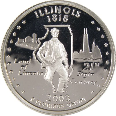 2003 S Illinois State Quarter Silver Proof 25c Coin - Image 1 of 4