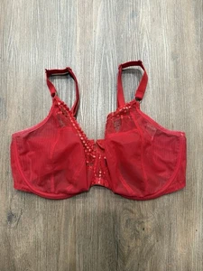 Elomi Charley Underwire Stretch Lace Plunge Bra Size 38i Red - Picture 1 of 7