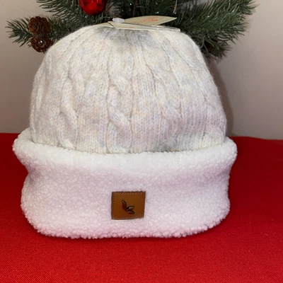 Chapéu tobogã UGG KOOLABURRA NOVO COM ETIQUETAS MALHA BRANCA FORRO DE LÃ OS - Imagem 1 de 4