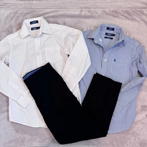 Izod Boy’s Button Front Dress Shirt & Black Dress Pant Bundle Size 10 - Picture 1 of 14
