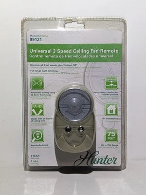 Hunter Universal 3 Speed Ceiling Fan light Remote Control Model 99121 New Sealed - Image 1 of 4