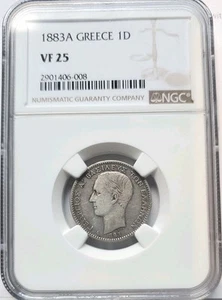 1883 A NGC VF25 Greece Silver Drachmi , KM 38 - Picture 1 of 4