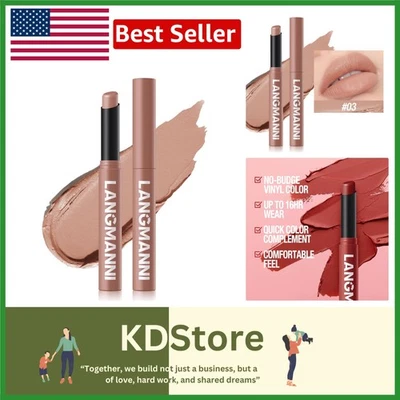 Matte Lipstick Long Lasting Waterproof Velvety Mud Texture Non-Stick High Pig... - Image 1 of 4
