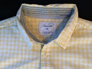 Camicia uomo RY Casuals cotone con bottoni taglia XL giallo burro a quadri manica lunga - Foto 1 di 8