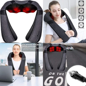 Shiatsu Back Neck Massager Heated Electric 3D Shoulder Kneading Massage Pillow - Picture 1 of 10
