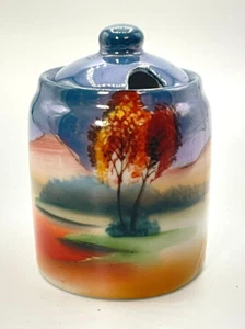 Vintage Chikaramachi Hand Painted Miniature Lusterware Lidded Jar Made in Japan - Picture 1 of 10