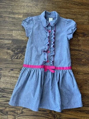 Vestido Gymboree Niñas Denim Color Rosa Borde Talla 6 Foto 1 de 4
