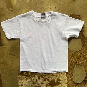Vintage Blank White Pro 5 T Shirt Kids Small Made In USA Plain Tee Y2K - Picture 1 of 5