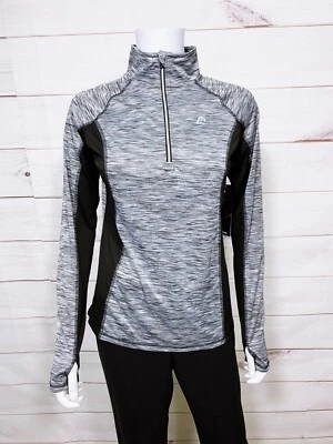 Pullover Head IceCap para mujer 1/2 cremallera talla S negro jaspeado manga larga Foto 1 de 4