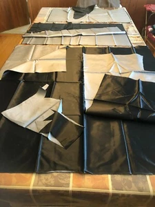 4 large shiny black satiny weave suiting lining fabric remnants,+ add'l lrg pcs - Picture 1 of 12