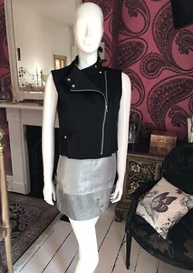 M&S Limited Edition Weste schwarz Biker Style Größe XS / S EU 34 - Bild 1 von 10