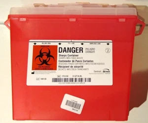 Sharps Contenitore 5 QT Ago Smaltimento Pericolo Biologico - Opzione Maniglie e Armadio a Parete - Foto 1 di 7