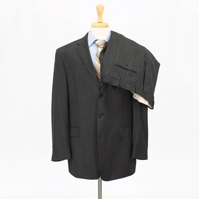 Daniel Cremieux 46R 38x30 Brown Full Suit Striped 3B Wool - Image 1 of 4