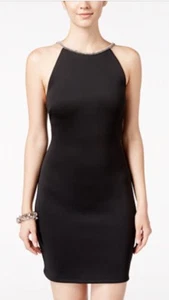 Speechless Juniors' Rhinestone-strap Bodycon Scuba Dress - Picture 1 of 1