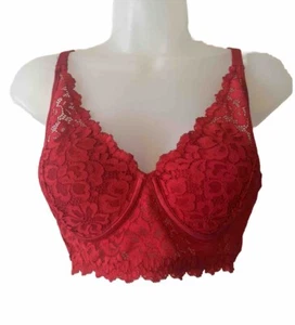 MAIDENFORM 38B Red Wireless Wirefree Lightly Lined Lace Bra New - Imagen 1 de 5