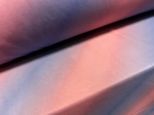 Chiffon Jersey Fabric , Per Metre - Ombré Bias Stripe Print - Pink & Blue - Picture 1 of 3