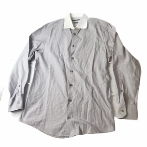 Gucci Button Down Shirt Long Sleeve Mens 41/16 Purple White Stripe Made in Italy - Picture 1 of 8