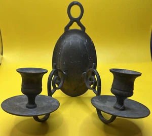 ANTIQUE SCONCE CANDLE HOLDER BRASS WALL MOUNTED 6X 6" Lovely Piece - Picture 1 of 6