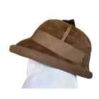 Vintage Womens Hat Qualite Brown Velour Made Italy Cloche Ribbon Detail