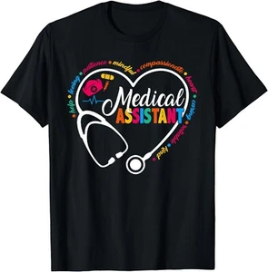 Heart Stethoscope Medical Assistant Shirts Funny Nurse Gift Unisex T-Shirt - Picture 1 of 3