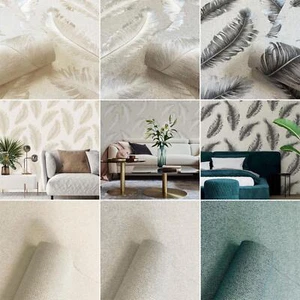 Belgravia Ciara Glitter Textured Wallpaper - Feather & Plain - Choose Colour - Picture 1 of 21