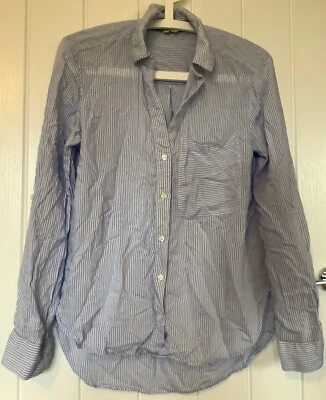 NEXT Women's Loose Fitting Blue & White Striped Long Shirt Size 10 Roll Sleeve - Image 1 of 4