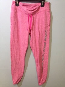Under Armour Sweet Pants Pink Youth Large Grey Logo Going Down Leg Draw String - Picture 1 of 12