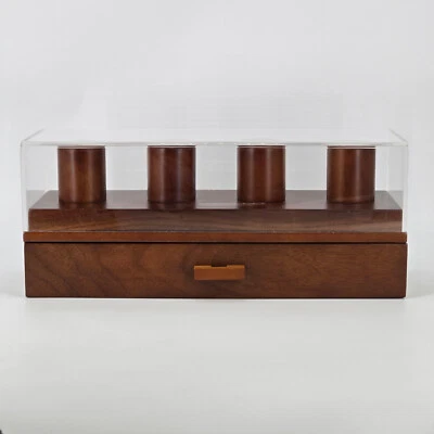 Vitrina de reloj moderna de madera de 4 ranuras con cajón y cubierta de acrílico Foto 1 de 4