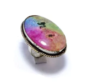 Anelli Drusi Naturali Placcati Argento 925 Pietra Preziosa Fatti a Mano Gioielli Anello Grande Taglia-9 - Foto 1 di 7