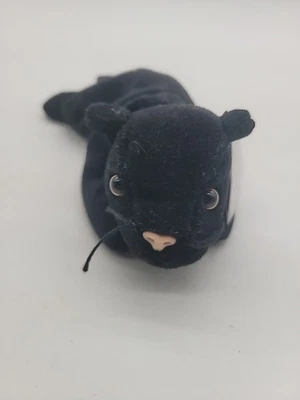 Ty Velvet Beanie Baby 1995 Black Panther Cat Clean With Tag. - Image 1 of 4