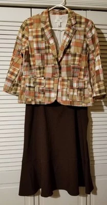 Conjunto Traje Chaqueta Falda Ann Taylor/N Touch 2 Piezas Talla 16 Marrón Tostado Mezcla Foto 1 de 4