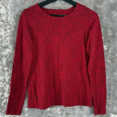 Camisa Banana Republic Talla S Acogedora Slub Top Manga Larga Roja Negra Cuello Redondo Foto 1 de 4