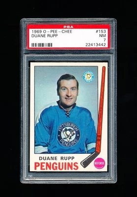 1969 OPC HOCKEY 153 DUANE RUPP PSA 7 NEAR MINT PENGUINS - Image 1 of 3