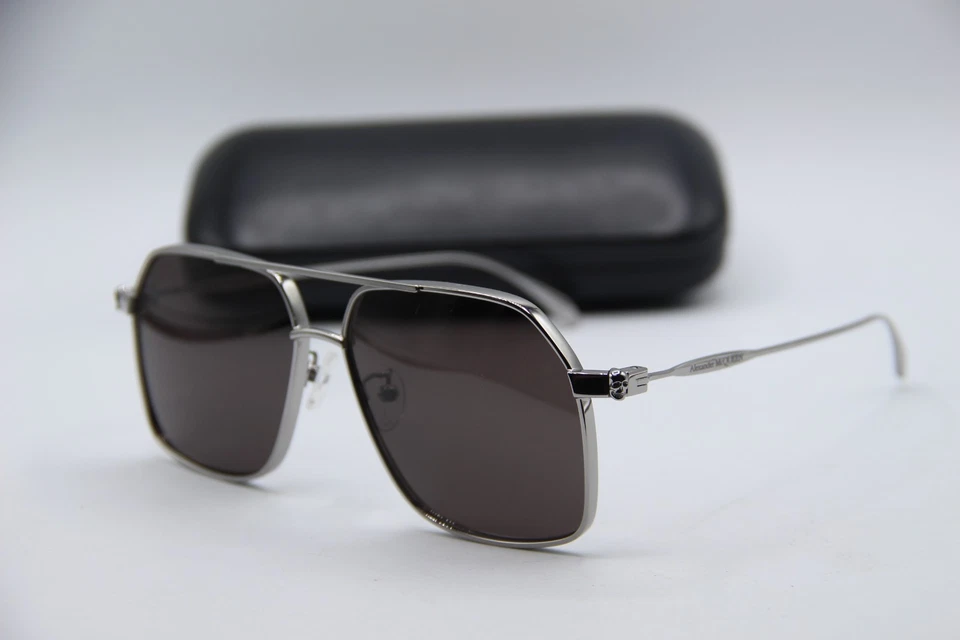 NUEVAS GAFAS DE SOL ALEXANDER MCQUEEN AM 0372S 001 MONTURAS AUTÉNTICAS PLATEADAS 59-14 Foto 1 de 4