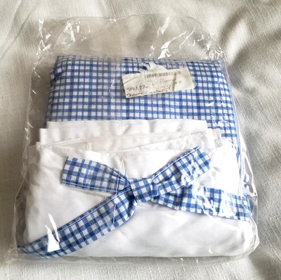 NWOT Vtg 90s USA Liz Claiborne Full Bloom Blue Check Fabric 72X84 Shower Curtain - Image 1 of 4