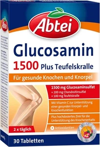Abtei Glucosamin 1500 Plus Teufelskralle Knochen Knorpel Supplement 30Tab - Bild 1 von 12