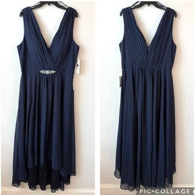 Eliza J Embellished High Low Dress Navy Blue 18 - Image 1 of 4