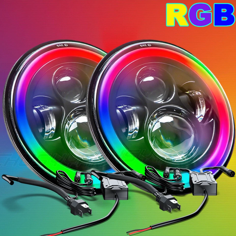 for 1959-1966 Jeep CJ3 7" Inch Round Sealed Beam Glass Headlights H4 Bulbs H6024 - Image 1 of 4