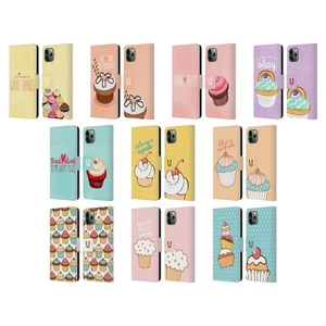 HEAD CASE DESIGNS CUPCAKES HAPPINESS LEATHER BOOK CASE FOR APPLE iPHONE PHONES - Picture 1 of 16
