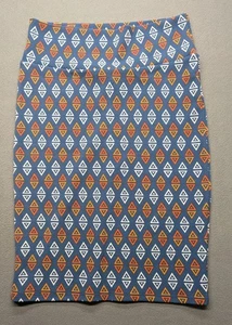 Lularoe Straight Fit Cassie Blue With Multicolor Triangles Medium Fit Sz 8-12 - Picture 1 of 5