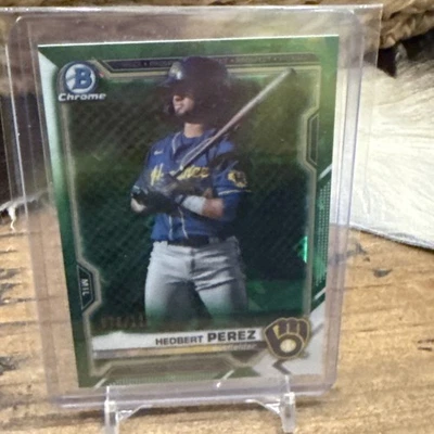 2021 Bowman Chrome Sapphire Hedbert Perez Green Refractor BCP-203 #/125 - Image 1 of 4