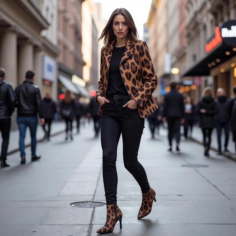 Botines Rampage para mujer guepardo 7M adolescente punta gatito tacón mafia esposa Foto 1 de 4